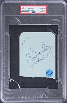 Vin Scully Signed Cut With Brian Setzer Autograph On Reverse Side (PSA/DNA)